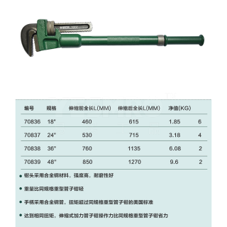 伸缩式加力管子钳