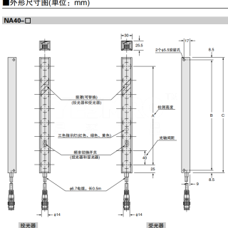 40mm光轴间距 通用区域传感器NA40