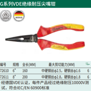 G系列VDE绝缘耐压尖嘴钳