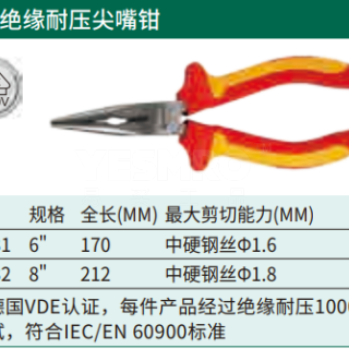 VDE绝缘耐压尖嘴钳