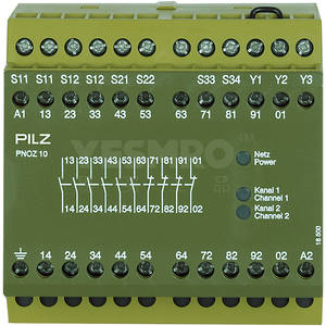 PNOZ X - 安全继电器 - E-STOP检测,安全门, 光栅