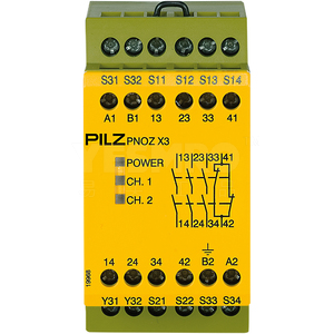 PNOZ X - 安全继电器 - E-STOP检测,安全门, 光栅