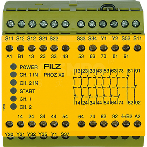 PNOZ X - 安全继电器 - E-STOP检测,安全门, 光栅