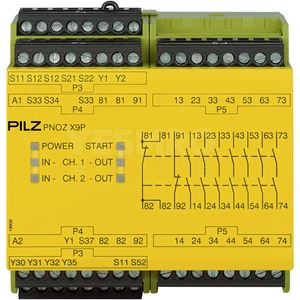 PNOZ X - 安全继电器 - E-STOP检测,安全门, 光栅