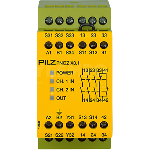 PNOZ X - 安全继电器 - E-STOP检测,安全门, 光栅