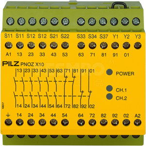 PNOZ X - 安全继电器 - E-STOP检测,安全门, 光栅