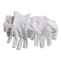 三筋点珠防滑白色涤棉布手套