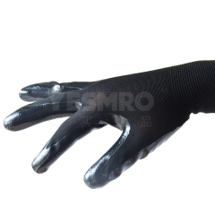 黑涤纶光面黑丁腈涂层手套