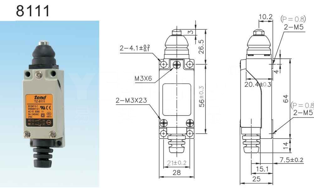 天得 TEND TZ-8系列 小型立式限动开关