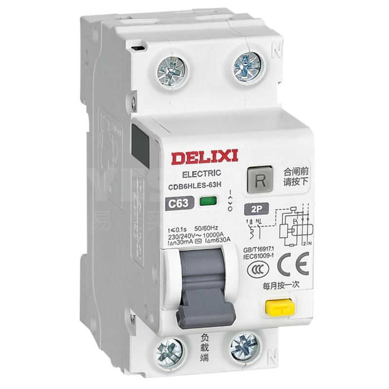 德力西 DELIXI CDB6HLES-63系列小型漏电保护断路器