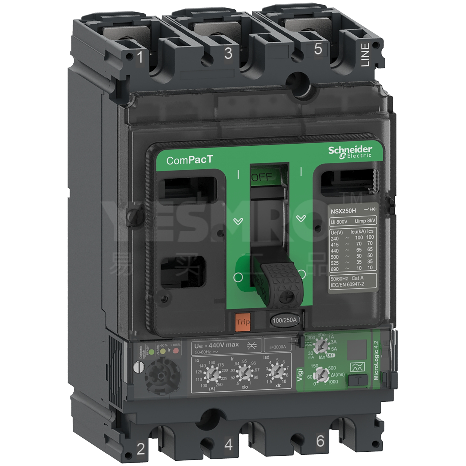 施耐德 Schneider ComPacT NSX100/160/250 ELCB系列一体式电子漏电保护断路器(全新一代)