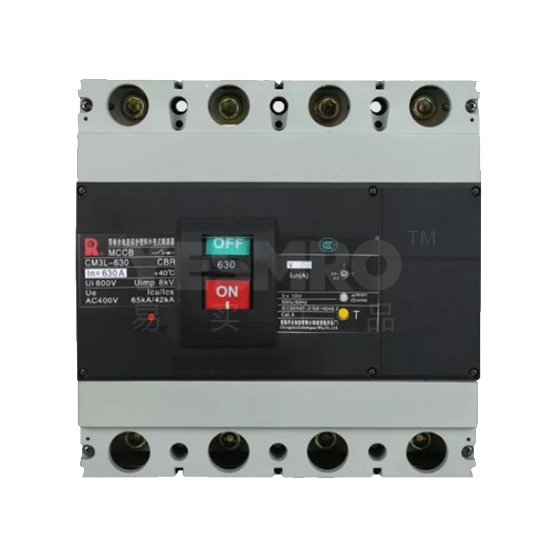 常熟开关 CM3L-100A 50KA 热磁式 固定式 手动 4P 塑壳漏电保护断路器