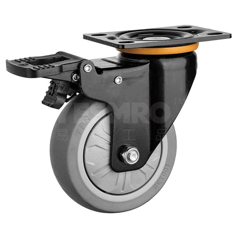 火也 美式中型脚轮 平板万向带塑料双刹型 负载≤210KG
