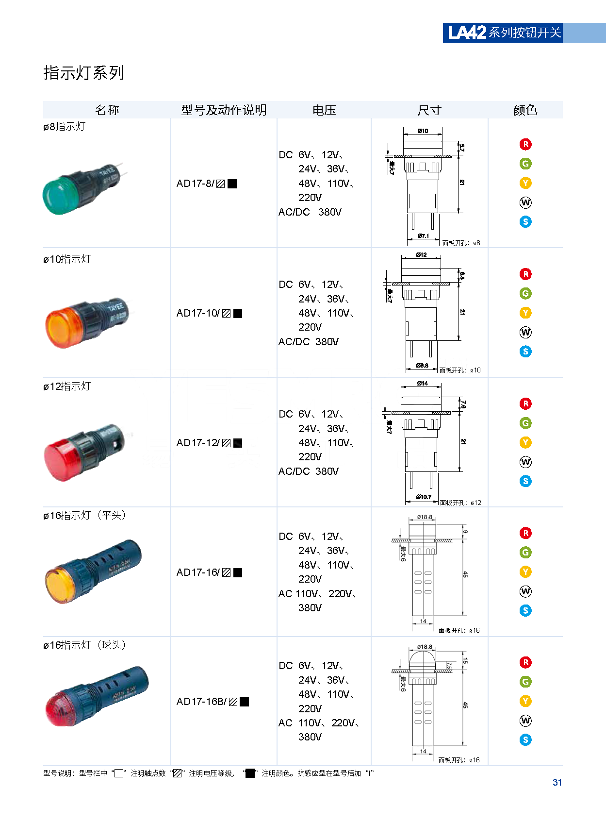 天逸tayee ad17ka-22/dc(ac)24v g ad17系列指示灯/蜂鸣器