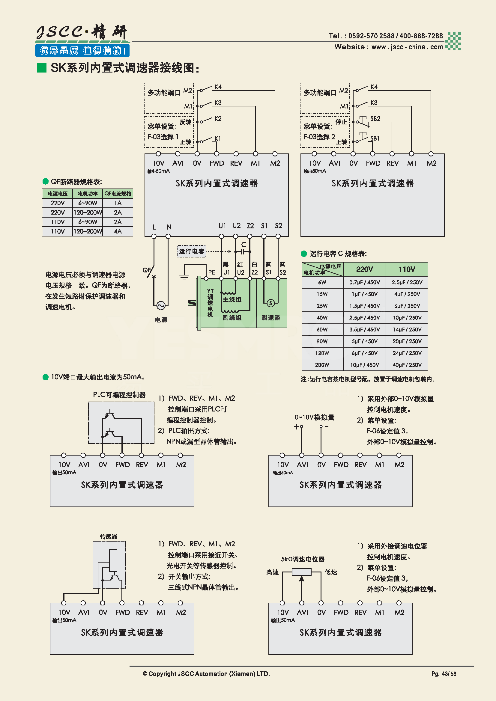 精研电机(jscc) snt200e 内置式模拟版调速器(无数显) yt系列调速电机