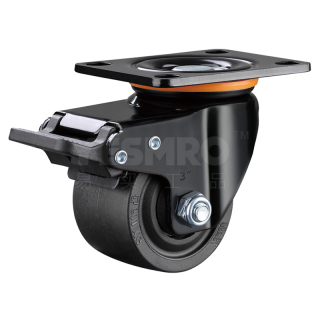 火也 美式低重心重载脚轮 平板万向带塑料单刹型  负载≤1000KG