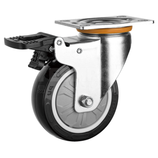 火也 美式中型脚轮 平板万向带塑料双刹型 负载≤210KG