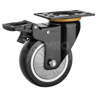 火也 美式中型脚轮 平板万向带塑料双刹型 负载≤210KG