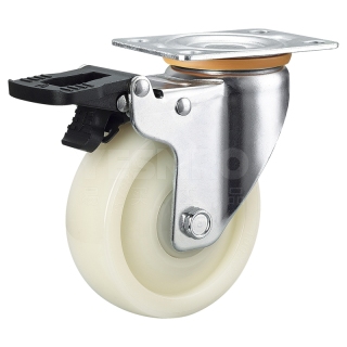 火也 美式中型脚轮 平板万向带塑料双刹型 负载≤210KG