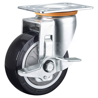 火也 美式中型脚轮 平板万向带金属侧刹型 负载≤210KG