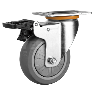 火也 美式中型脚轮 平板万向带塑料双刹型 负载≤210KG